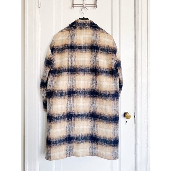 Madewell • Courton Cocoon Coat in Plaid tan blue Warm Hickory wool - Picture 10 of 12